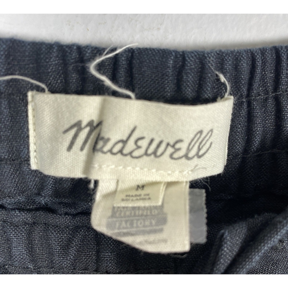 Madewell Women's M Linen Blend Track‎ Trousers Black Ankle Crop Office Lagenlook - Picture 5 of 7
